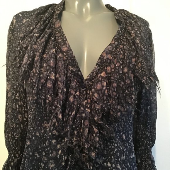 Catherine Malandrino Floral Ruffle Silk Blouse - Picture 5 of 15